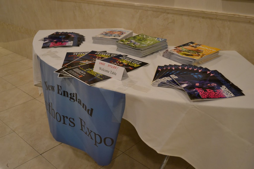 Table of free items at the 2015 New England Authors Expo