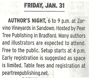Newspaper story on the Author's Night at the Vineyard III. 