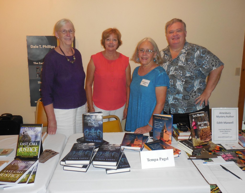 Authors Susan Oleksiw, Tempa Pagel, Edith Maxwell and Dale Phillips at Buttonwoods Museum. 
